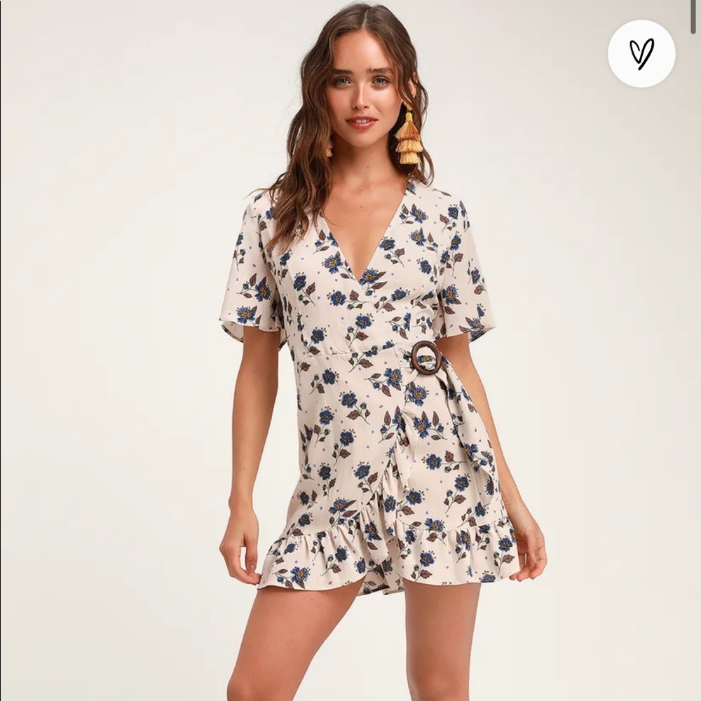 Floral Print Ruffled Wrap Dress